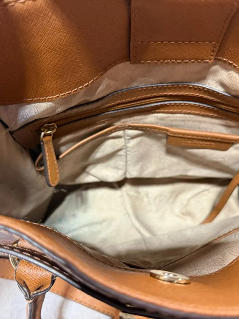 Michael Kors Hamilton Brown Leather Satchel Tote Shoulder Bag